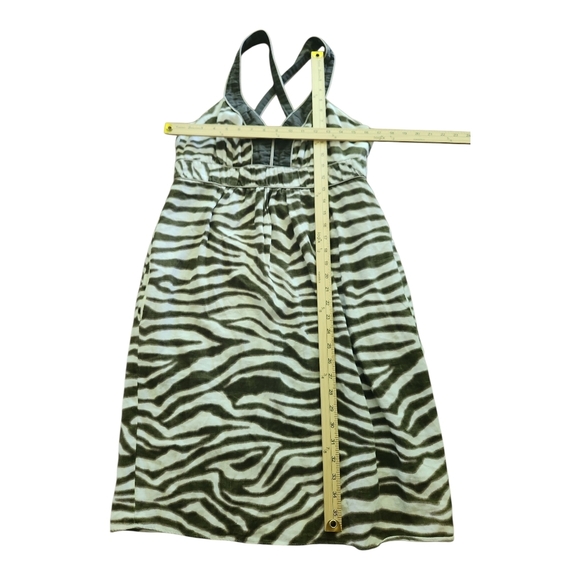 Banana Republic Zebra Print Halter Dress Size 10 100% Cotton Safari Y2K Vibes - Picture 9 of 11